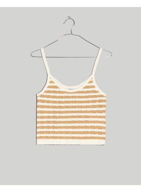 Madewell Striped Open-Stitch Sweater Tank in Earthen Sand